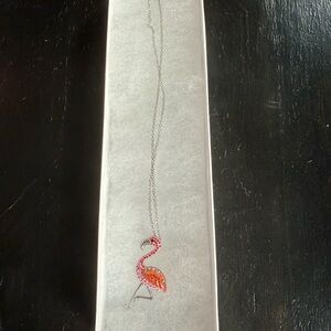 Kohl's Silver Flamingo Necklace with Pink and Orange Accents